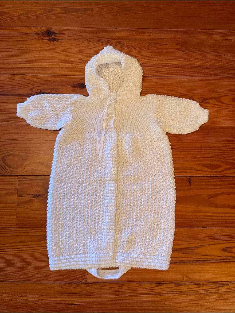 Vintage Handmade Crochet Baby Gown Size 0-9mo